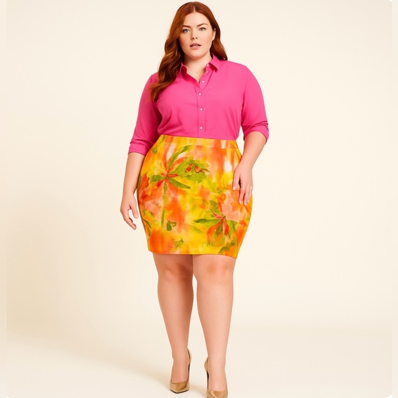 Jones New York Dresses & Skirts - Jones New York Collection Pink, Lime, Yellow, & White Stretch Skirt - Size 16